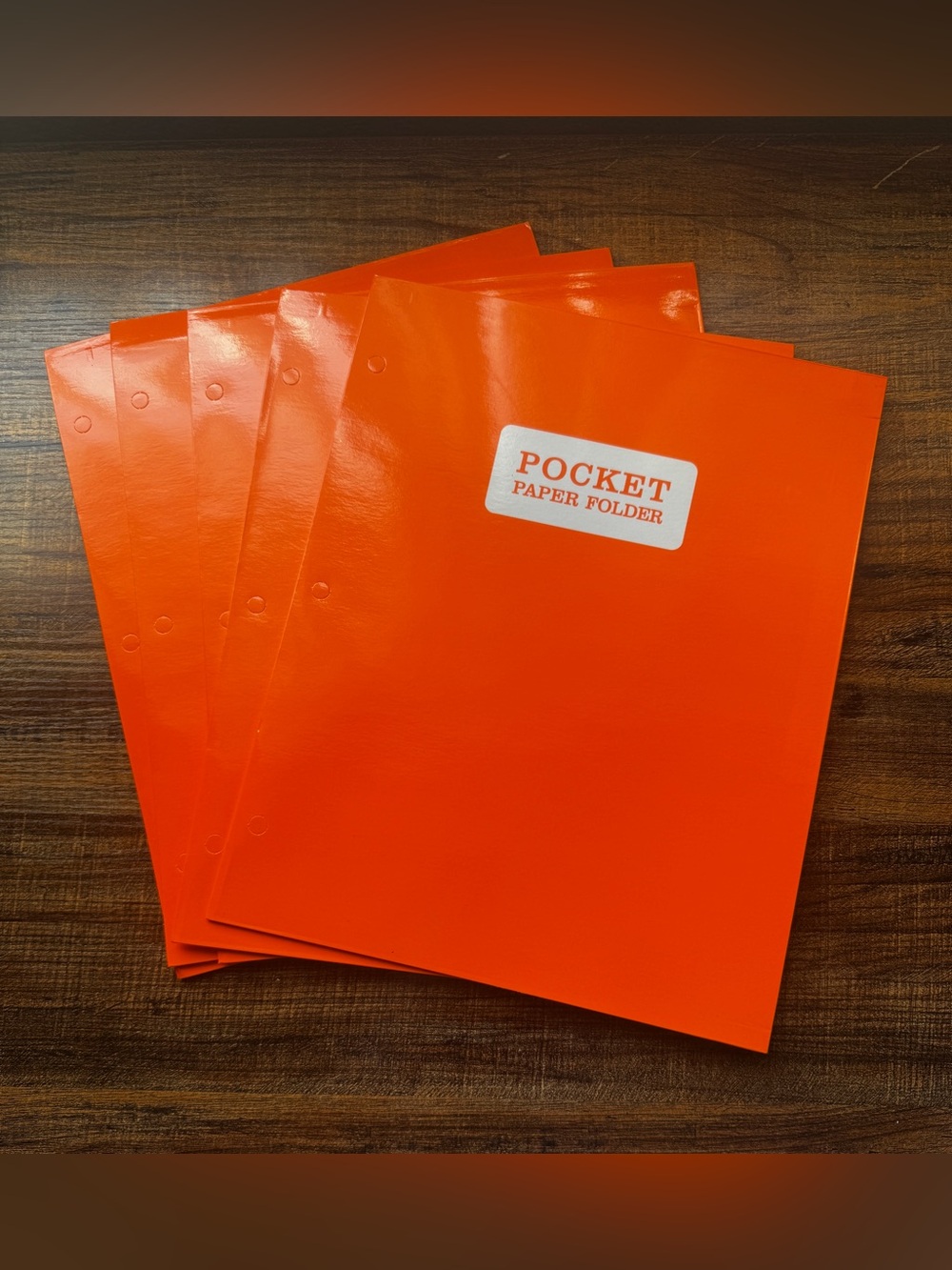 Pen + Gear 2 Pocket Paper Folders 3 Hole Punched Orange Set of 5 New